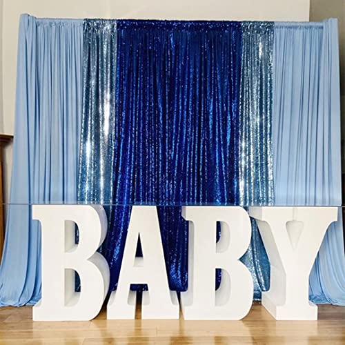 Baby Blue Sequin Backdrop 2 Panels 2FTx8FT Glitter Party Backdrop Curtains | Birthday Bridal Curtains Sparkle Photo Backdrop, Sparkly 3MM sequins with 4 inch rod pockets - color: Baby Blue, size: 2 pcs-2ftx8ft