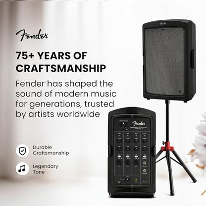 Fender Passport Conference S2 Portable PA System Bundle with Compact Speaker Stands, XLR Cable, and Instrument Cable
