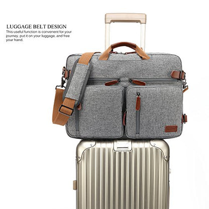 CoolBELL Convertible Backpack Messenger Shoulder bag Laptop Case Handbag Business Briefcase Multi-functional Travel Rucksack Fits 17.3 Inch Laptop For Men/Women (Grey) - color: Grey, size: 17.3 Inches