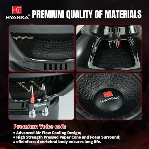 H YANKA BSC-15-4 15 Inch Subwoofer - 1200W MAX Power 15 Inch Paper Cone Subwoofer Car Audio, Black Iron Basket, 2.5“ Dual Voice Coil 4 Ohm Impedance 15 Sub for Cars - size: 15" Dual 4 Ohm
