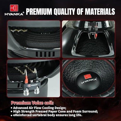 H YANKA BSC-15-4 15 Inch Subwoofer - 1200W MAX Power 15 Inch Paper Cone Subwoofer Car Audio, Black Iron Basket, 2.5“ Dual Voice Coil 4 Ohm Impedance 15 Sub for Cars - size: 15" Dual 4 Ohm