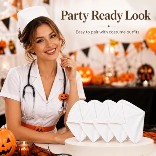 Garneck 5pcs Nurse Cap Costume Accessories: Adjustable Women Nursing Hats for Costume Daily Use Halloween Role Play Hospital Outfit Party Accessories