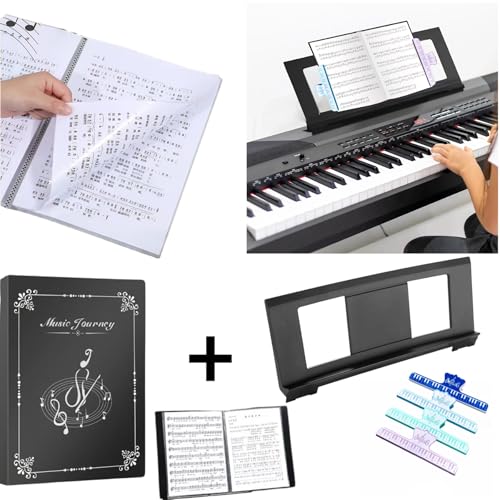 Music Stand For Sheet Music. Compatible with Yamaha PSR/YPT/KB/P/DGX Series Keyboard Music Score Stand, Keyboard Sheet Music Stand with 4 Music Book Clip 1 Sheet Music Folder | 4 Music Book Clip 1 Sheet Music Folder
