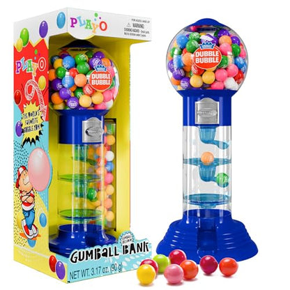 Playo 10.5" Gumball Machine for Kids, Spiral Style Candy Dispenser for Gifts, Parties or Events - Bubblegum Machine w/Gumb Balls Included - color: Blue