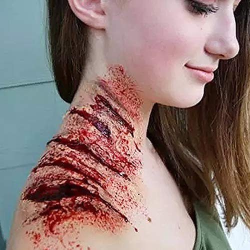 MEICOLY 3Pcs Special Effects SFX Makeup Kit,Fake Nose Skin Putty Wax Makeup for Cosplay,Scar Wax Fake Scar Modeling Wax for Fake Cut Wound with Spatula,Fake Blood Scab Coagulated Blood Gel,Light - color: scar wax kit,02