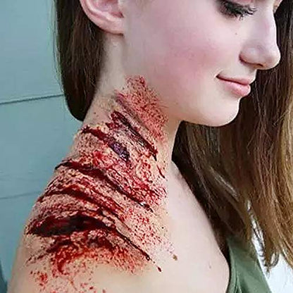 MEICOLY 3Pcs Special Effects SFX Makeup Kit,Fake Nose Skin Putty Wax Makeup for Cosplay,Scar Wax Fake Scar Modeling Wax for Fake Cut Wound with Spatula,Fake Blood Scab Coagulated Blood Gel,Light - color: scar wax kit,02