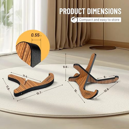 CAHAYA Guitar Stand Floor Wooden Portable Universal Instrument Holder | X-Frame Holder Thickened Plywood with PU Cover for Acoustic Electric Bass Classical Guitars Display Rack - color: Yellow
