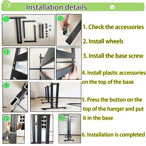 Floor Standing Metal Garment Rack - Heavy Retail Display Racks With Wheels | 10 Arms Clothing Rack, Square Tubing Portable Shirt Rack, Merchandise Display RackFor Hanging Clothes (XL-Black) - color: XL-Black