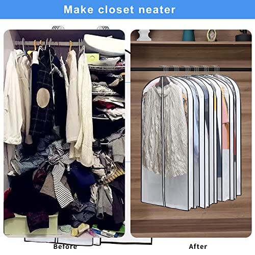 MsKitchen Hanging Clothes Storage with 4" Gusseted Garment Covers (Set of 6) - Clear Suit, Gown, Long Coat, Dress Protectors for Closet - 24"x 50"x 4" / 6 Pack - size: 24"x50"x4"/ 6 Pack