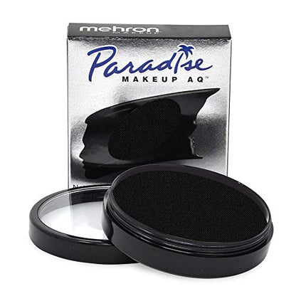 Mehron Makeup Paradise AQ - BLACK, Water-Activated Face & Body Paint - color: Black, size: 1.4 Ounce