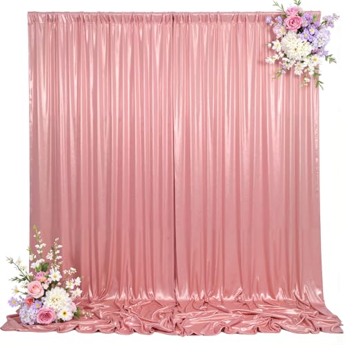 10x10ft Rose Gold Backdrop Curtains Wedding Party Glitter Sequin Curtain Backdrop Fabric Shimmer Drapes Backdrop Bridal Baby Shower Birthday Christmas Photoshoot Background Photography 5x10FT，2 Panels - color: Rose Gold, size: 10ft X 10ft(2 Panels 5ft X 1