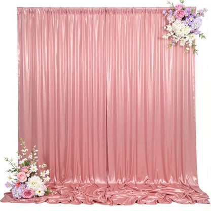 10x10ft Rose Gold Backdrop Curtains Wedding Party Glitter Sequin Curtain Backdrop Fabric Shimmer Drapes Backdrop Bridal Baby Shower Birthday Christmas Photoshoot Background Photography 5x10FT，2 Panels - color: Rose Gold, size: 10ft X 10ft(2 Panels 5ft X 1