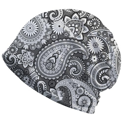 Art Owl Women's Slouchy Beanie Hat Cute Turban Hats Cancer Headwear Caps Baggy Skull Sleep Scarf - color: Gray Boho Printed