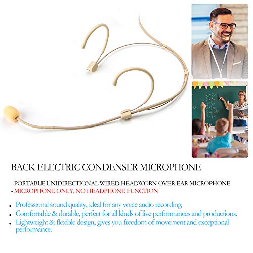 Headset Microphone Discreet Dual Ear Hook Headworn mic fits AKG Wireless Body Pack Transmitters for Lectures, Live Performance, Theater, Podcasts with Windscreens & Rugged Storage Case - size: Mini XLR TA3F Plug
