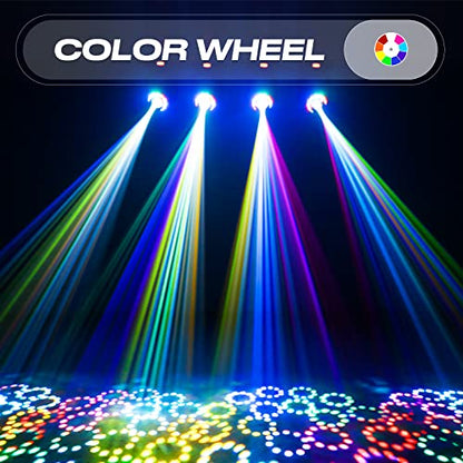 6PCS Moving Head DJ Light, with 4-in-1 Halo, 18 Prisms Rotating with Colorful Film, DMX/Voice Control/Remote Control, Suitable for Party, Ktv, Family Birthday Party and Tavern - color: 6-pack