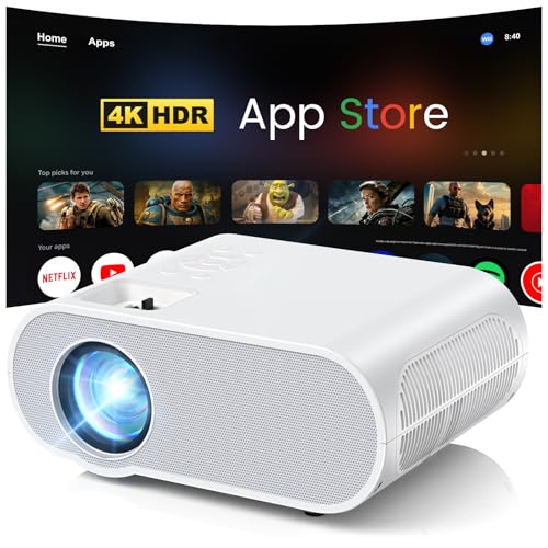 HOMPOW 4K Projector with WiFi and Bluetooth, 1500 ANSI Google TV Projector | Google TV, 4K Supported Video projector, Built-in Apps/Speakers, Outdoor/Indoor, Home Presentation Projector for iOS/Android - style: Google system
