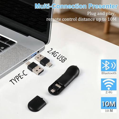 2 in 1 Air Mouse Wireless Bluetooth Presentation Clicker with Touchpad,Rechargeable Handheld Remote Mice Page Turner for PPT/TikTok/Camera/Kindle App,for Phone Tablet PC Laptop Computer-Silver - color: Gray