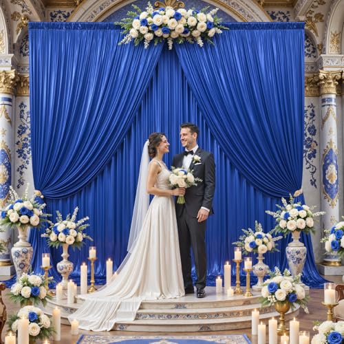 10x10ft Royal Blue Backdrop Curtains Wedding Party Glitter Sequin Curtain Backdrop Fabric Shimmer Drapes Backdrop Baby Shower Birthday Christmas Photoshoot Background Photography 5x10FT，2 Panels - color: Royal Blue, size: 10ft X 10ft(2 Panels 5ft X 10ft)
