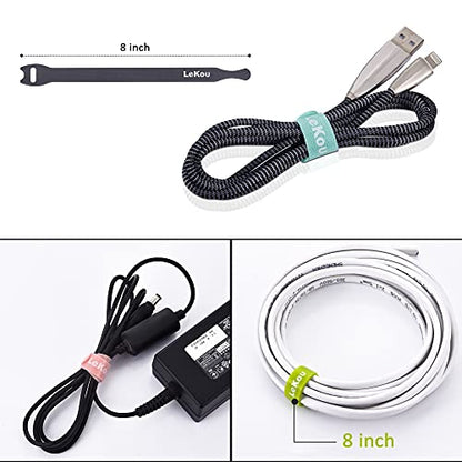 Cable Ties, 60 PCS 8 Inch Fastening Cable Straps, Reusable Hook and Loop Straps Wire Management, Cord Organizer Ties for Home Desk Office Organization - size: 8 inch