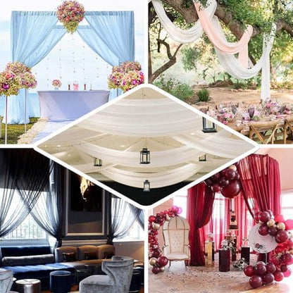 Tableclothsfactory Nude Sheer Premium Chiffon Curtain Panel Backdrop Drapery with Rod Pockets | 5ft x14ft - color: Nude, size: 5ftx14ft