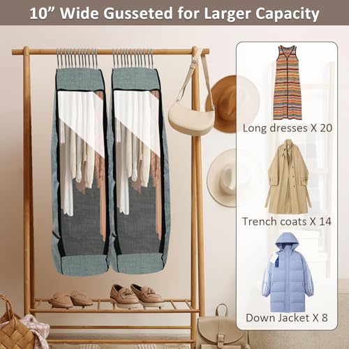 2PCS 50”Garment Bags for Hanging Clothes,Chakera Large Breathable Garment Bag for Closet Storage with 10”Gusseted,Clear Clothing Storage Garment Cover for Dress Sweater with Double Zipper,Grey - size: 50''*24''*10''(2PCS）