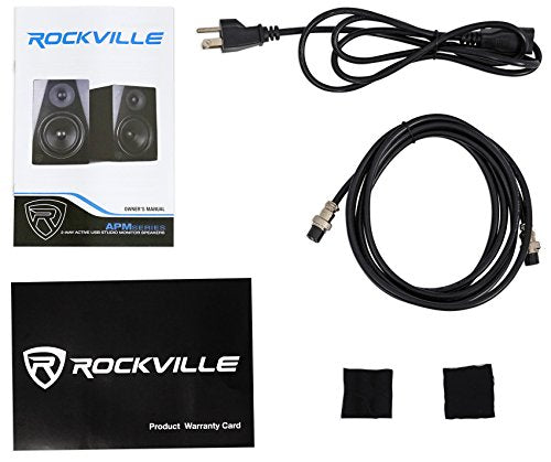 Rockville APM8C 8" 2-Way 500W Active/Powered USB Studio Monitor Speakers Pair | 400W Peak / 200W RMS, Class D Amp, RCA In/Out, Crossover/Phase/Volume Control, Front Port, MDF Enclosure, Auto Power - color: Cherry
