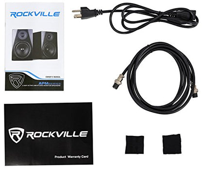 Rockville APM8C 8" 2-Way 500W Active/Powered USB Studio Monitor Speakers Pair | 400W Peak / 200W RMS, Class D Amp, RCA In/Out, Crossover/Phase/Volume Control, Front Port, MDF Enclosure, Auto Power - color: Cherry