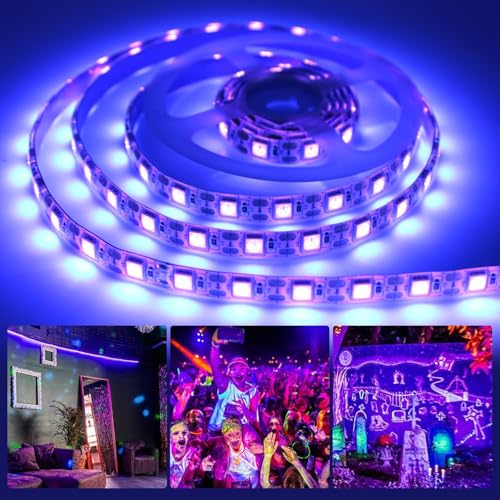 iNextStation UV Black Led Strip Lights 6.56FT 395nm-405nm 5V USB Waterproof | SMD5050 UV Black Light Suitable for DIY 3D Print Curing, Flexible LED Tape Lights for UV Poster, UV Body Paint, Party Decor