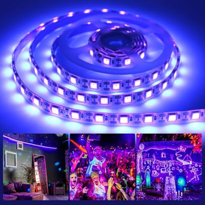 iNextStation UV Black Led Strip Lights 6.56FT 395nm-405nm 5V USB Waterproof | SMD5050 UV Black Light Suitable for DIY 3D Print Curing, Flexible LED Tape Lights for UV Poster, UV Body Paint, Party Decor