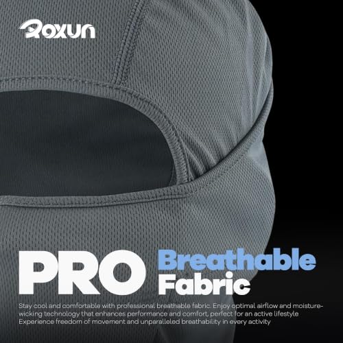 ROXUN Ski Mask Balaclava, Motorcycle Summer Cooling Breathable UV Protector | Windproof & Warm, Adjustable & Secure, Breathable & Dry-Fit, All-Season Comfort - color: 201-black+black