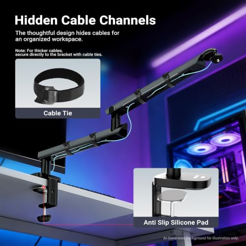 NEEWER Low Profile Mic Boom Arm Desk Mount, Microphone Boom Arm with 360° Ball Head & Cable Management Channels, 1/4" 3/8" 5/8" Threads for Podcast Streaming Gaming Recording, Max Load 3.3 lb, MS007 - style: MS007