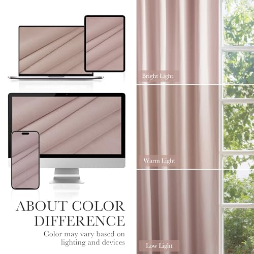 PONY DANCE 100% Blackout Curtains for Nursery Bedroom 84 inches Long, 2 Pcs - color: Dusty Pink, size: 52"W x 84"L (Pack of 2)