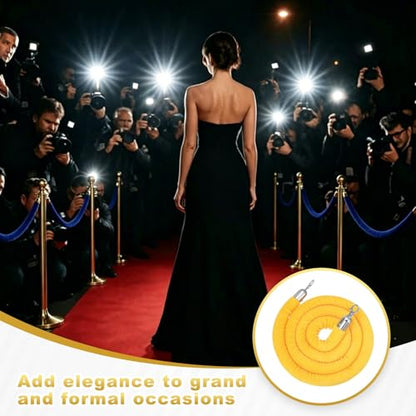 PATIKIL Velvet Stanchion Ropes, (6.6Ft x1.26 Inch, Yellow)(1Pcs), Velvet Ropes Crowd Control Queue Barrier with Silver Buckle, Suit for - Carpet Events/Hotels/Movie Theaters/Grand Openings - color: Yellow Rope, Silver Buckle