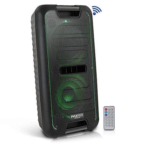 Pyle Wireless Portable PA Speaker System - 360W Bluetooth Compatible Battery Powered Rechargeable Outdoor DJ sound Speaker Microphone Set with MP3 USB SD FM Radio RCA 1/4" Mic In AUX Wheels PPHP28BA