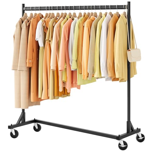 Hoctieon Z Rack, Rolling Clothes Racks with Z-Base, Heavy Duty Garment Rack, Clothing Racks for Hanging Clothes, Sturdy Metal Hanging Holder, Clothes Organizer Rack, Black - color: Black, size: 1 Pack