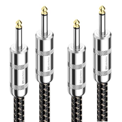 Cable Matters 2-Pack Braided 12 AWG 1/4 Inch Speaker Cable, 6ft | Premium, 6.35mm TS Connector, 12 AWG Oxygen-Free Copper, Braided Jacket, Pro Audio Speaker Connection - size: 6 ft