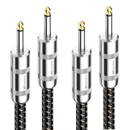 Cable Matters 2-Pack Braided 12 AWG 1/4 Inch Speaker Cable, 6ft | Premium, 6.35mm TS Connector, 12 AWG Oxygen-Free Copper, Braided Jacket, Pro Audio Speaker Connection - size: 6 ft