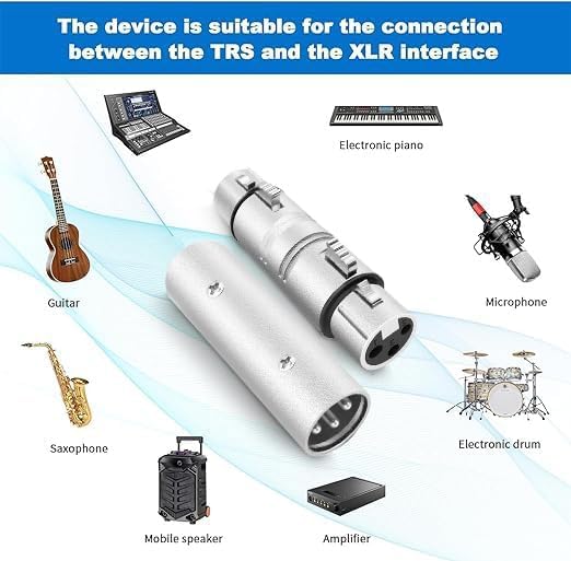 XLR Adapter 4 Pack (2-Pair), 2 Male to Male Connector & 2 Female to Female Coupler,3 PIN XLR Adapter Connector Compatible with Microphone,Mixer,Silver - style: XLR Adapter connectors 4-Pack