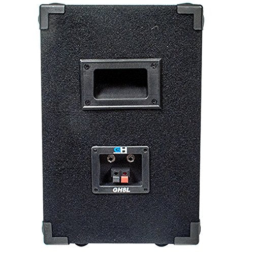 Grindhouse Speakers - GH8L-Pair - Pair of Passive 8 Inch 2-Way PA/DJ Loudspeaker Cabinet - 500 Watt each Full Range PA/DJ Band Live Sound Speaker - size: Pair