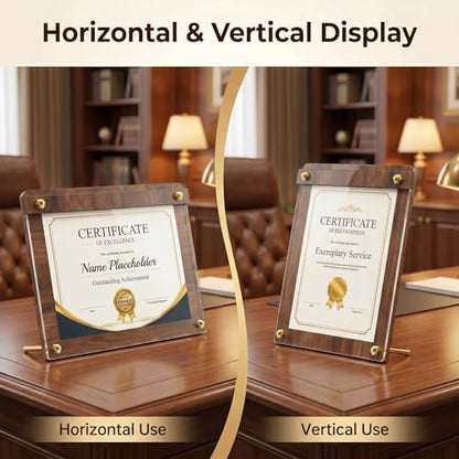 Wood Sign Holder 5 x 7 with Dual-Orientation Design, Tabletop Display | 1 Pack, Clear Acrylic Panel, Stable Metal Kickstand, Tool-Free Assembly, Indoor & Outdoor - size: 5x7, 1 Pack
