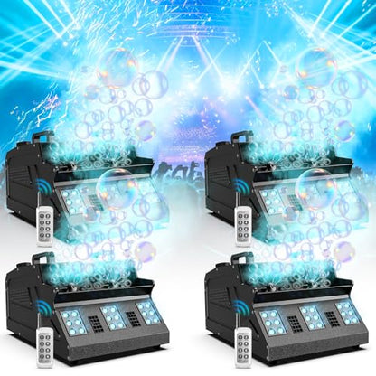 2000W Fog Machine, 3 in 1 Fog Bubble Machine with 2 Bubble Fans, 7 CH RGB 18 LED Lights Smoke Bubble ALL IN 1 Machine, Fog Machine for Party, Wedding, Festival, Birthday, 4 PACK - color: 4 PACK