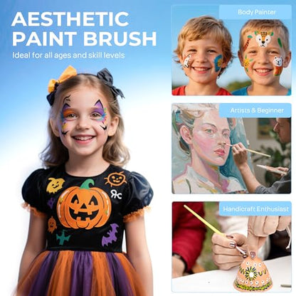 Nicpro 7pcs Face Paint Brush Set,Aesthetic Pastel Face & Body Paint Brushes | Artist Paintbrushes for Acrylic Watercolor Oil Gouache, Professional Painting Brushes for Halloween Cosplay Party Makeup Kit - color: Pastel