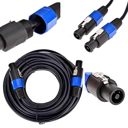 2Pack 10 ft Male Speakon to Speakon Cables, Professional 12 Guage AWG Audio Cord DJ Speaker Cable Wire with Twist Lock - 2 Conductor. - size: 10Ft
