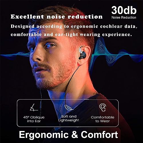 FEDAI DX2 in Ear Monitor Headphones, HiFi Stereo IEM Earphones, Noise Isolating Professional Earbuds,Dynamic Dual Driver Wired Earbuds with Detachable Cable, Noise Canceling Headset (Black,No Mic) - color: Black, size: No Mic