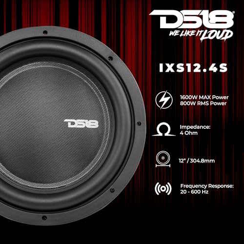 DS18 IXS10.4D Shallow Car Subwoofer - 10" 1000W MAX Power, 500W RMS, Dual Voice Coil, 4+4 Ohms Impedance (1 Speaker) - style: Single 4-Ohms