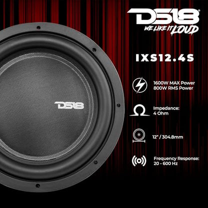DS18 IXS10.4D Shallow Car Subwoofer - 10" 1000W MAX Power, 500W RMS, Dual Voice Coil, 4+4 Ohms Impedance (1 Speaker) - style: Single 4-Ohms