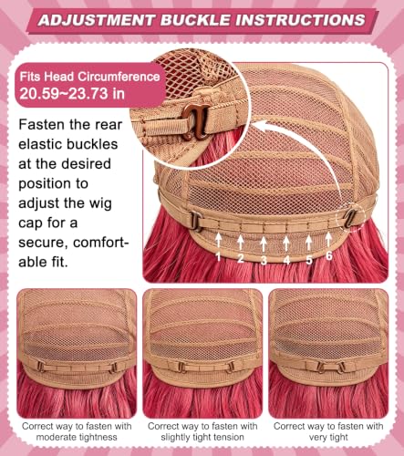 Hot Pink Cosplay Wig for Adults, Long Straight Wig with 2 Ponytails | Long hot pink synthetic hair wig for anime cosplay, Halloween, carnival, costume parties, and adult dress-up looks. - color: Pink