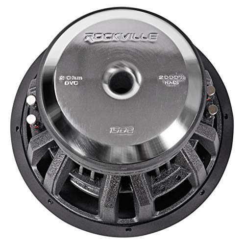 Rockville Destroyer 15D1 15" Dual 1-Ohm Competition Car Audio Subwoofer | USA Made Voice Coils, 8000W Peak, 2000W RMS, Dual 1-Ohm, Triple-Stacked 300 Oz Magnets, Cast Aluminum Basket, 35mm XMAX