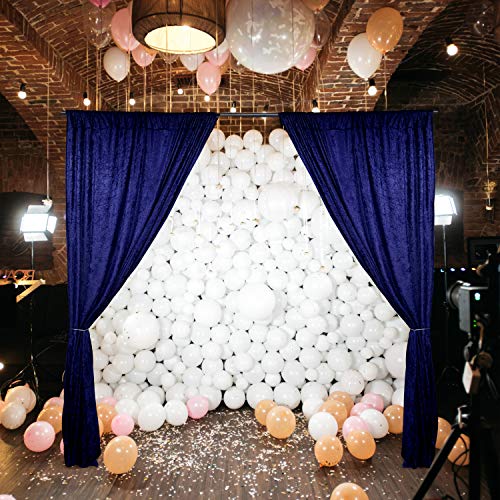 AK TRADING CO. 10 feet x 10 feet Lush Velvet Backdrop Drapes Curtains Panels with Rod Pockets - Wedding Ceremony Party Home Window Decorations - Navy Blue - color: Navy Blue