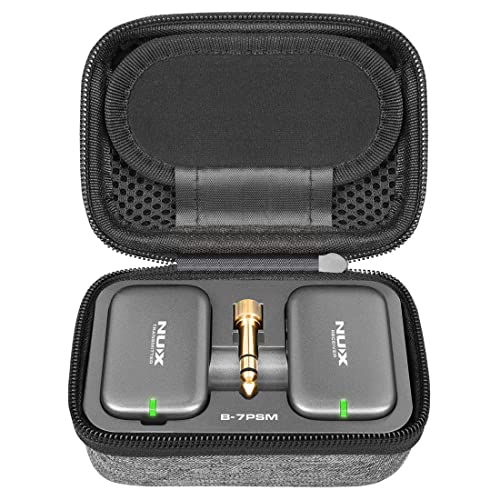 NUX B-7PSM 5.8 GHz Wireless in-Ear Monitoring System Bundle with 2pcs Microfiber Polishing Cloths, Charging Case Included, Stereo Audio transmitting
